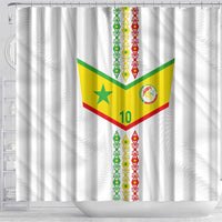 Custom Senegal Football Shower Curtain Tricolor Traditional Patterns Sporty Style - Wonder Print Shop
