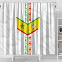 Custom Senegal Football Shower Curtain Tricolor Traditional Patterns Sporty Style - Wonder Print Shop