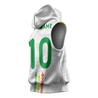 Custom Senegal Football Sleeveless Hoodie Tricolor Traditional Patterns Sporty Style - Wonder Print Shop