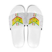 Custom Senegal Football Slide Sandals Tricolor Traditional Patterns Sporty Style - Wonder Print Shop
