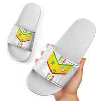 Custom Senegal Football Slide Sandals Tricolor Traditional Patterns Sporty Style - Wonder Print Shop