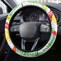 Senegal Football Steering Wheel Cover Tricolor Traditional Patterns Sporty Style - Wonder Print Shop
