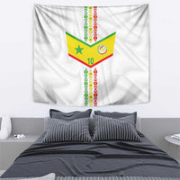 Custom Senegal Football Tapestry Tricolor Traditional Patterns Sporty Style - Wonder Print Shop