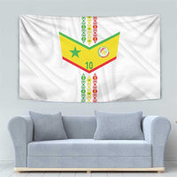 Custom Senegal Football Tapestry Tricolor Traditional Patterns Sporty Style - Wonder Print Shop