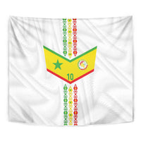 Custom Senegal Football Tapestry Tricolor Traditional Patterns Sporty Style - Wonder Print Shop