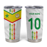 Custom Senegal Football Tumbler Cup Tricolor Traditional Patterns Sporty Style - Wonder Print Shop