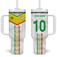 Custom Senegal Football Tumbler With Handle Tricolor Traditional Patterns Sporty Style - Wonder Print Shop