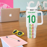 Custom Senegal Football Tumbler With Handle Tricolor Traditional Patterns Sporty Style - Wonder Print Shop