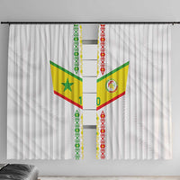 Custom Senegal Football Window Curtain Tricolor Traditional Patterns Sporty Style - Wonder Print Shop