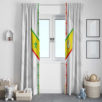 Custom Senegal Football Window Curtain Tricolor Traditional Patterns Sporty Style - Wonder Print Shop