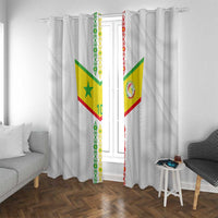 Custom Senegal Football Window Curtain Tricolor Traditional Patterns Sporty Style - Wonder Print Shop