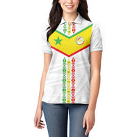 Custom Senegal Football Women Polo Shirt Tricolor Traditional Patterns Sporty Style - Wonder Print Shop