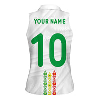 Custom Senegal Football Women Sleeveless Polo Shirt Tricolor Traditional Patterns Sporty Style - Wonder Print Shop