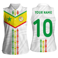 Custom Senegal Football Women Sleeveless Polo Shirt Tricolor Traditional Patterns Sporty Style - Wonder Print Shop