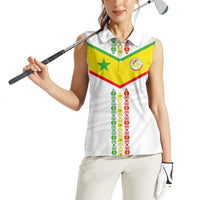 Custom Senegal Football Women Sleeveless Polo Shirt Tricolor Traditional Patterns Sporty Style - Wonder Print Shop