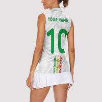 Custom Senegal Football Women Sleeveless Polo Shirt Tricolor Traditional Patterns Sporty Style - Wonder Print Shop
