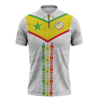 Custom Senegal Football Zipper Polo Shirt Tricolor Traditional Patterns Sporty Style - Wonder Print Shop