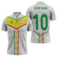 Custom Senegal Football Zipper Polo Shirt Tricolor Traditional Patterns Sporty Style - Wonder Print Shop