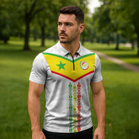 Custom Senegal Football Zipper Polo Shirt Tricolor Traditional Patterns Sporty Style - Wonder Print Shop