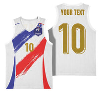Custom France Foorball Basketball Jersey Les Bleus Tricolor Brush Style - Wonder Print Shop