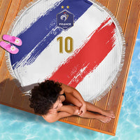 Custom France Foorball Beach Blanket Les Bleus Tricolor Brush Style - Wonder Print Shop