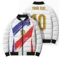 Custom France Foorball Bomber Puffer Jacket Les Bleus Tricolor Brush Style - Wonder Print Shop
