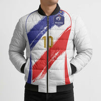 Custom France Foorball Bomber Puffer Jacket Les Bleus Tricolor Brush Style - Wonder Print Shop