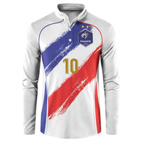 Custom France Foorball Button Sweatshirt Les Bleus Tricolor Brush Style - Wonder Print Shop
