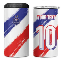 Custom France Foorball 4 in 1 Can Cooler Tumbler Les Bleus Tricolor Brush Style - Wonder Print Shop
