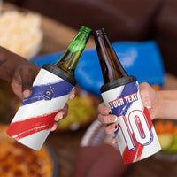 Custom France Foorball 4 in 1 Can Cooler Tumbler Les Bleus Tricolor Brush Style - Wonder Print Shop