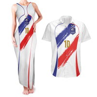 Custom France Foorball Couples Matching Tank Maxi Dress and Hawaiian Shirt Les Bleus Tricolor Brush Style - Wonder Print Shop