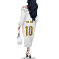 Custom France Foorball Family Matching Off The Shoulder Long Sleeve Dress and Hawaiian Shirt Les Bleus Tricolor Brush Style - Wonder Print Shop