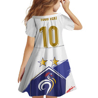 Custom France Foorball Family Matching Off Shoulder Maxi Dress and Hawaiian Shirt Les Bleus Tricolor Brush Style - Wonder Print Shop