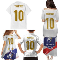 Custom France Foorball Family Matching Puletasi and Hawaiian Shirt Les Bleus Tricolor Brush Style - Wonder Print Shop