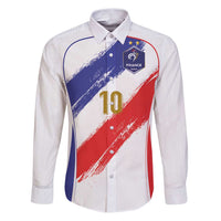 Custom France Foorball Family Matching Puletasi and Hawaiian Shirt Les Bleus Tricolor Brush Style - Wonder Print Shop