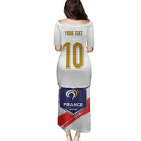 Custom France Foorball Family Matching Puletasi and Hawaiian Shirt Les Bleus Tricolor Brush Style - Wonder Print Shop