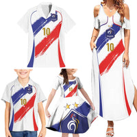 Custom France Foorball Family Matching Summer Maxi Dress and Hawaiian Shirt Les Bleus Tricolor Brush Style - Wonder Print Shop