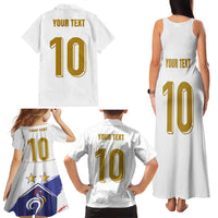 Custom France Foorball Family Matching Tank Maxi Dress and Hawaiian Shirt Les Bleus Tricolor Brush Style - Wonder Print Shop