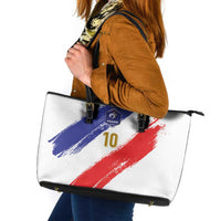 Custom France Foorball Leather Tote Bag Les Bleus Tricolor Brush Style - Wonder Print Shop