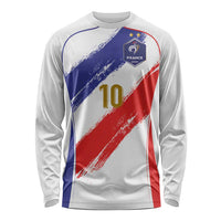 Custom France Foorball Long Sleeve Shirt Les Bleus Tricolor Brush Style - Wonder Print Shop