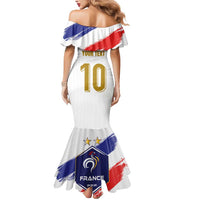 Custom France Foorball Mermaid Dress Les Bleus Tricolor Brush Style - Wonder Print Shop