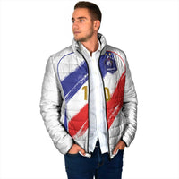 Custom France Foorball Padded Jacket Les Bleus Tricolor Brush Style - Wonder Print Shop