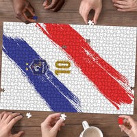 Custom France Foorball Puzzle Les Bleus Tricolor Brush Style - Wonder Print Shop