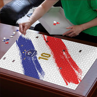 Custom France Foorball Puzzle Les Bleus Tricolor Brush Style - Wonder Print Shop