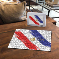 Custom France Foorball Puzzle Les Bleus Tricolor Brush Style - Wonder Print Shop
