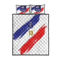 Custom France Foorball Quilt Bed Set Les Bleus Tricolor Brush Style - Wonder Print Shop