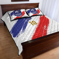 Custom France Foorball Quilt Bed Set Les Bleus Tricolor Brush Style - Wonder Print Shop