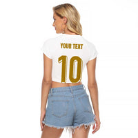 Custom France Foorball Raglan Cropped T Shirt Les Bleus Tricolor Brush Style - Wonder Print Shop