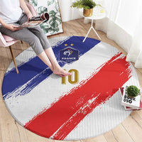Custom France Foorball Round Carpet Les Bleus Tricolor Brush Style - Wonder Print Shop