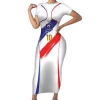 Custom France Foorball Short Sleeve Bodycon Dress Les Bleus Tricolor Brush Style - Wonder Print Shop